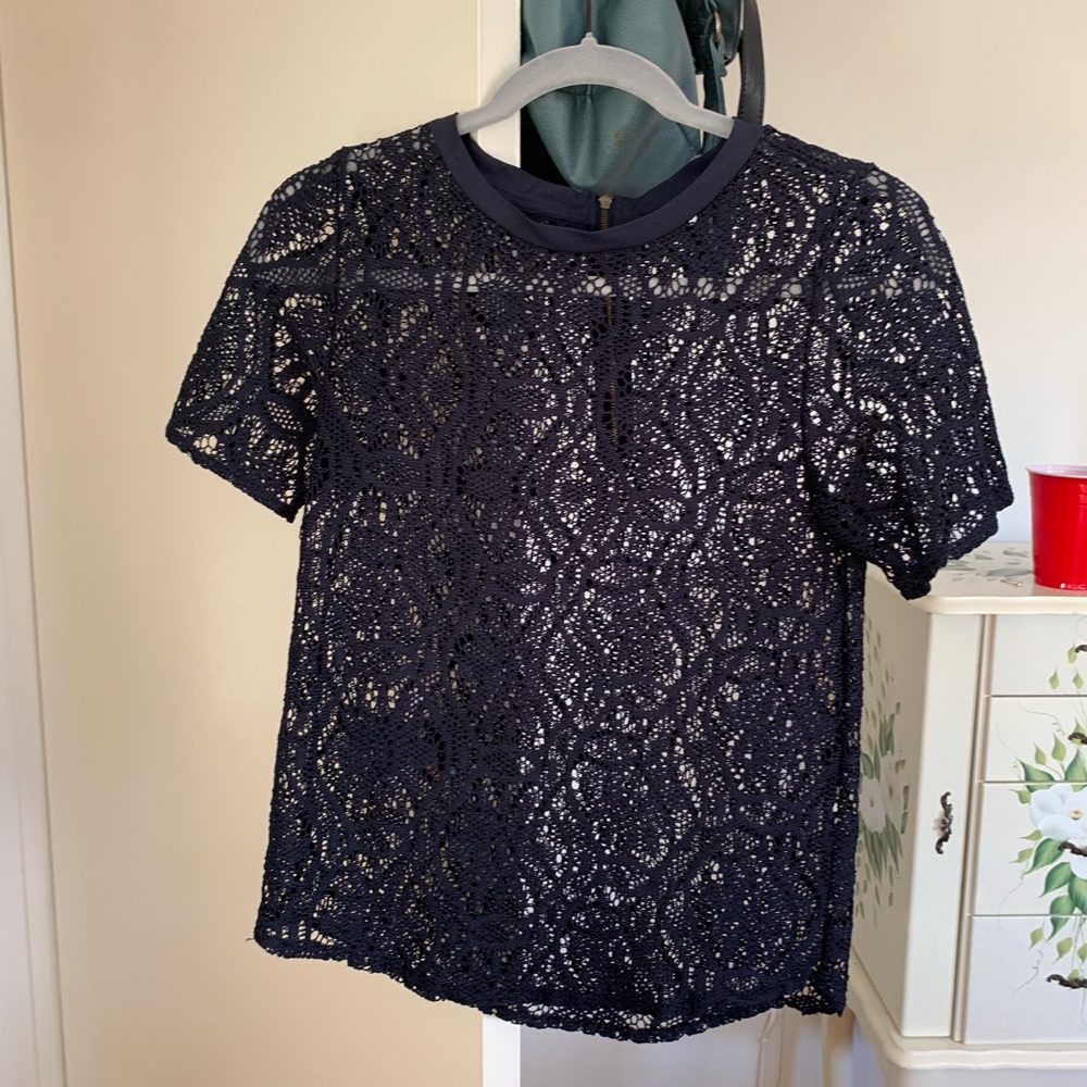 Navy, lace top